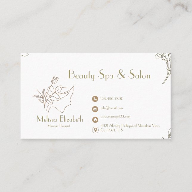 Elégante carte de rendez-vous Spa Salon Beauté (Devant)