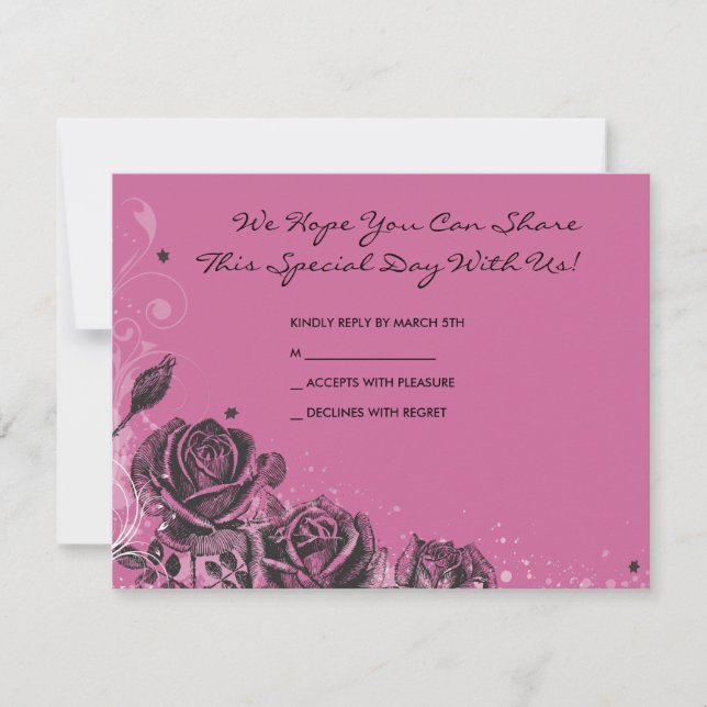 Élégante carte de réponse Bat mitzvah Rose (Devant)