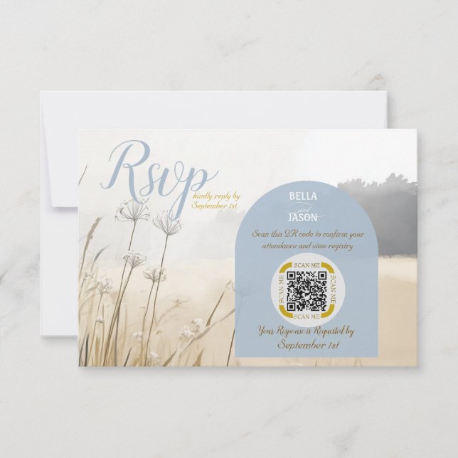 Élégante carte de réponse chic de prairie côtière (Devant)