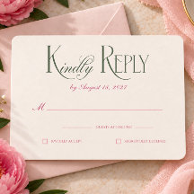 Élégante carte de réponse de mariage rose pivoine