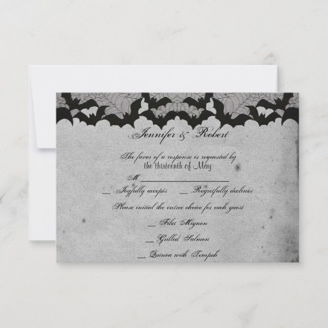 Élégante carte de réponse du Mariage de dentelle g (Devant)