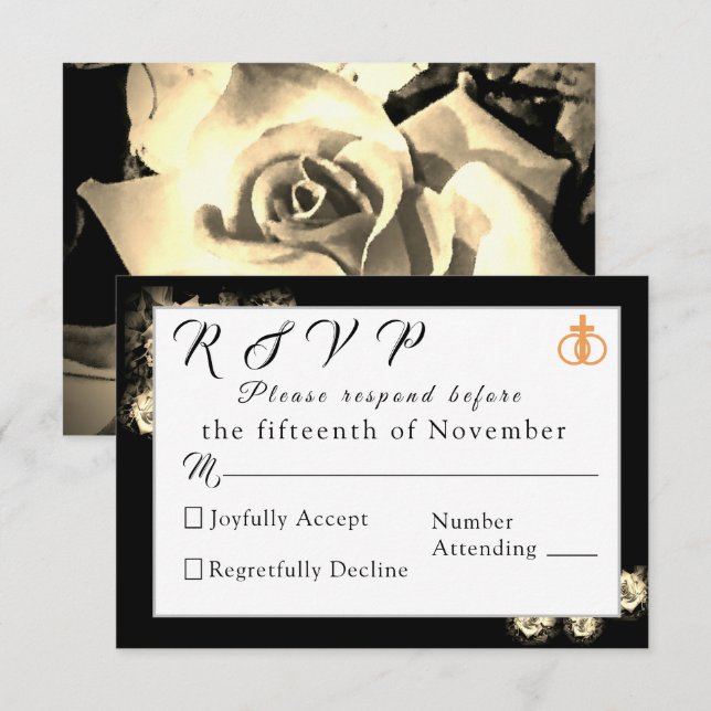 Élégante carte de réponse Mariage catholique Rose (Devant / Derrière)