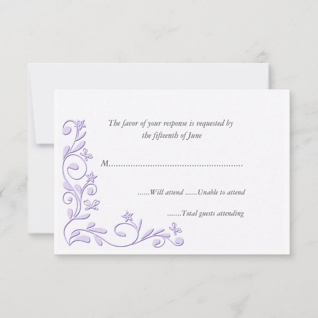 Élégante carte de réponse officielle du Mariage (Devant)