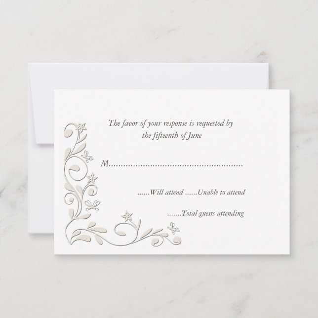 Élégante carte de réponse officielle du Mariage (Devant)