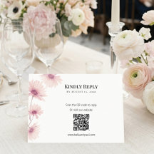 Élégante carte de réponse RSVP avec code QR et fle