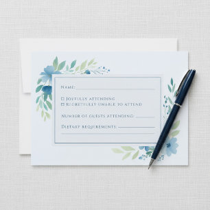 Elégante carte de réponse RSVP Floral Blue Waterco