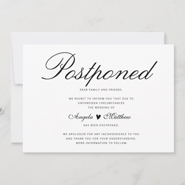 Élégante Carte de report de mariage (Devant)