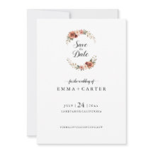 Élégante carte de sauvegarde de date avec rose pas