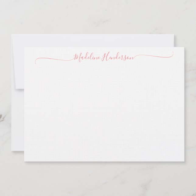 Élégante carte de script stylé rose vierge (Devant)