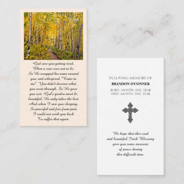 Élégante carte de service commémorative de la fête (Devant / Derrière)