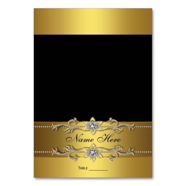 Elégante carte de siège noir et or (Par défaut)