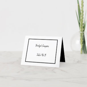 élégante carte de sièges invités en noir et blanc