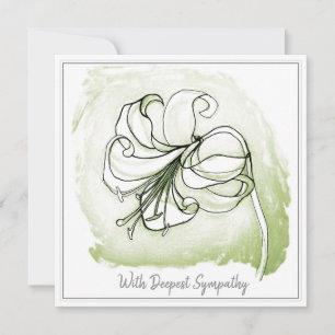 Élégante carte de Sympathie Lily blanche noire ver