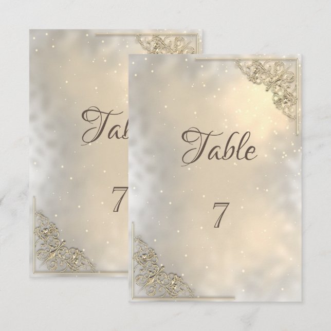 Elégante carte de table à cadre Or Chic (Devant / Derrière)