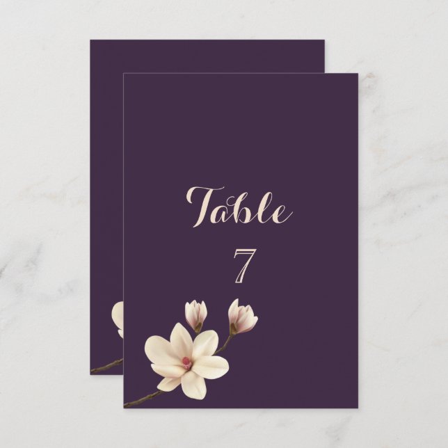 Elégante carte de table chic Magnolia (Devant / Derrière)