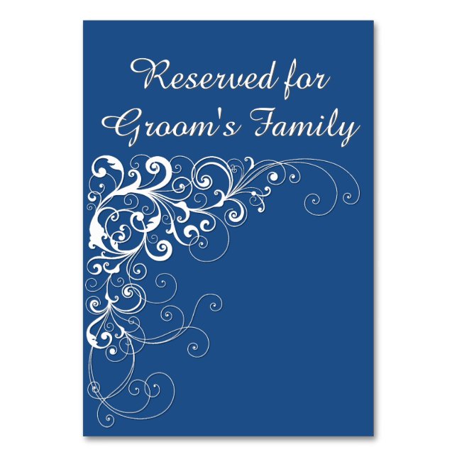Elégante carte de table Mariage Bleu Réservé (Par défaut)