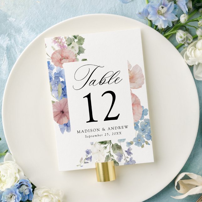 Elégante carte de table Mariage floral romantique (Créateur téléchargé)