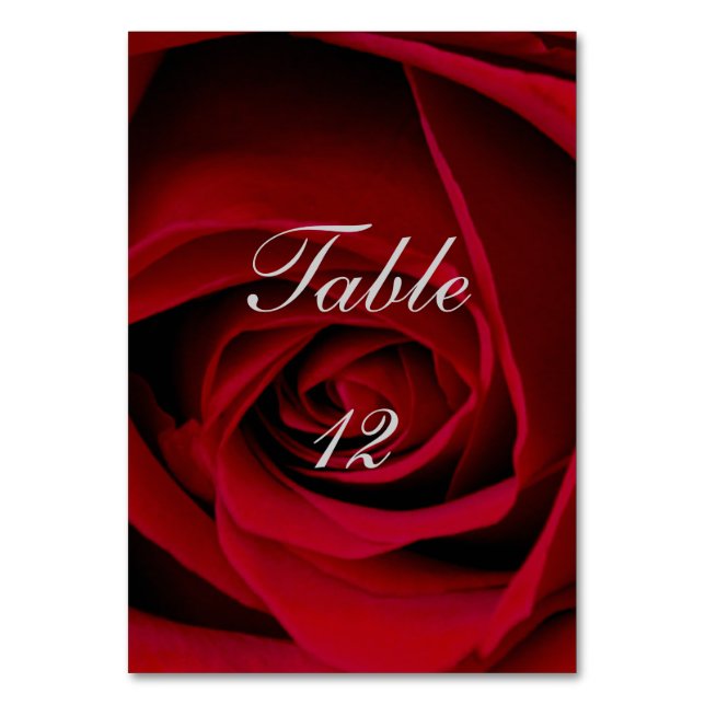Elégante carte de table Mariage Rose Rouge (Par défaut)
