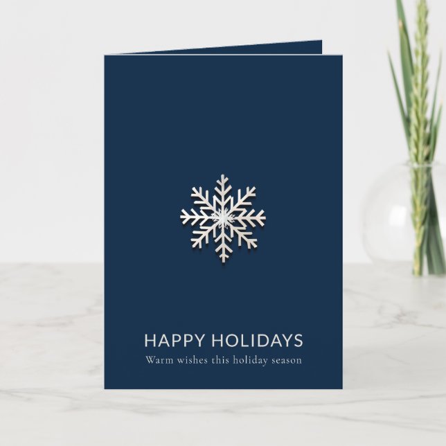 Élégante carte de vacances minimaliste Snowflake (Devant)