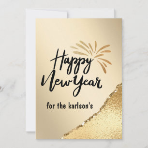 ÉLÉGANTE CARTE DE VACANCES NOIR ET OR NOIR AN