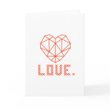 Elégante carte de voeux 3D LOVE de coeur géométriq
