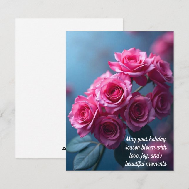 Elégante carte de voeux Rose de vacances (Devant / Derrière)