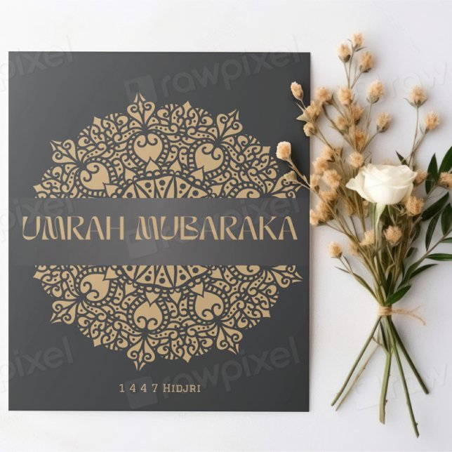 Elégante carte de voeux Umrah Moubarak - Gold Isla (Créateur téléchargé)