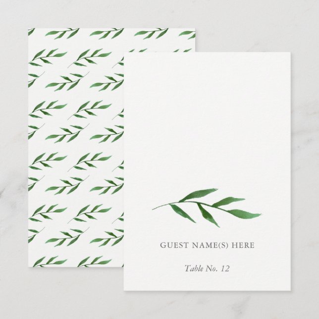 Élégante carte d'escorte de mariage des Feuilles l (Devant / Derrière)