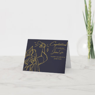Élégante carte d'études Blue et Gold