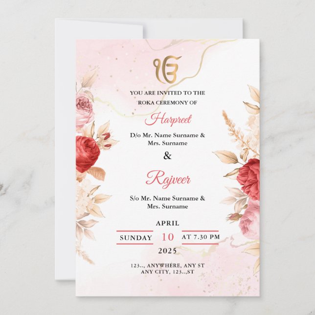 Elégante carte d'invitation à la cérémonie de la R (Devant)