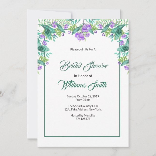 Elégante carte d'invitation à la Fête des mariées  (Devant)