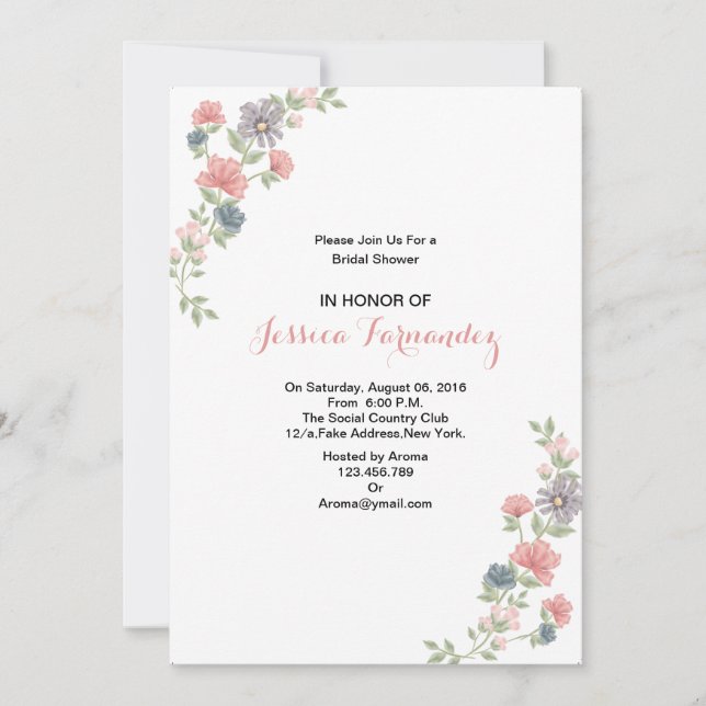 Elégante carte d'invitation à la Fête des mariées  (Devant)