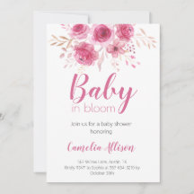 Élégante carte d'invitation de Baby shower rose