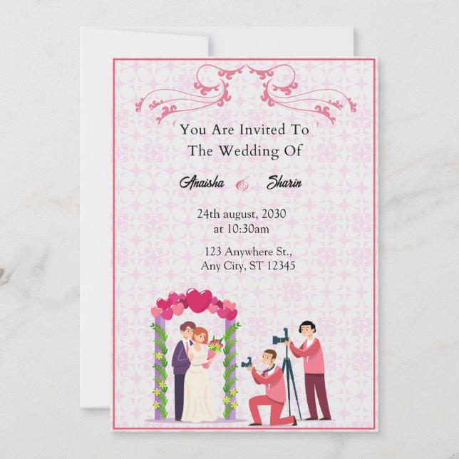 Élégante carte d'invitation de mariage (Devant)