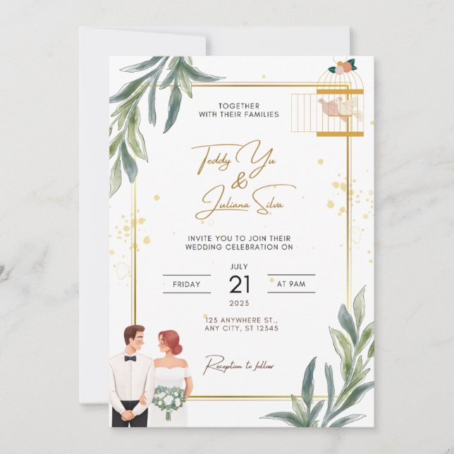 Élégante carte d'invitation de mariage (Devant)
