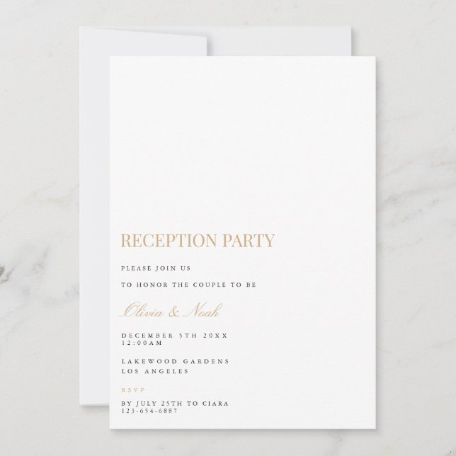Élégante carte d'invitation de réception de script (Devant)