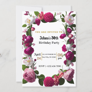 Elégante carte d'invitation pour anniversaire d'aq