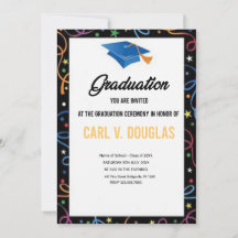 Élégante carte d'invitation pour un diplôme d'étud