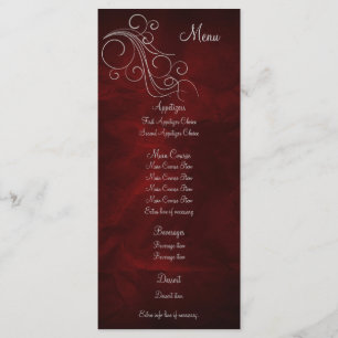 Elégante carte en rack du menu Mariage Red Silver