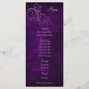 Élégante carte en rack du menu Mariage violet arge