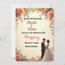 Elégante carte Faire-part de mariage florale