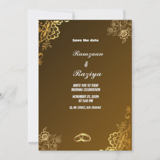 Elégante carte Faire-part de mariage Florale Or