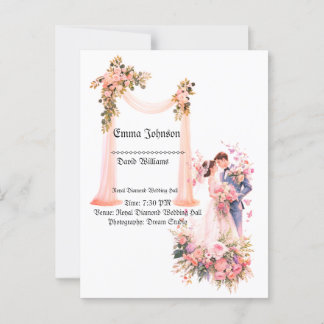 Elégante carte Faire-part de mariage florale - Rom