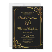 Elégante carte Faire-part de mariage moderne noire