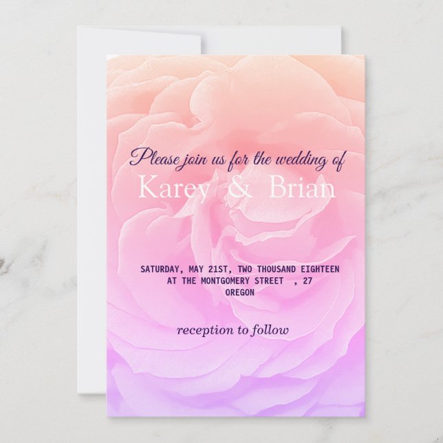Élégante carte Faire-part de mariage Rose (Devant)