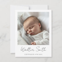 Elégante carte faire-part de naissance bébé photo