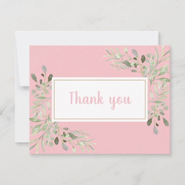 Elégante carte Feuille de printemps Merci d'affair (Devant)