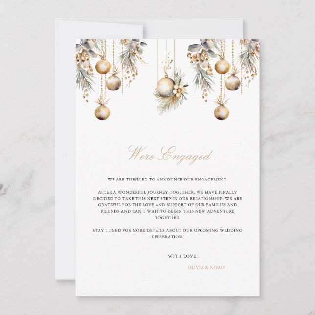 Élégante carte Fiançailles de Noël (Devant)