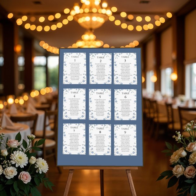 Elégante carte Floral Seating Plan avec nom d'invi (Créateur téléchargé)