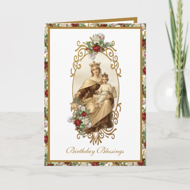Elégante carte florale d'or Mont Carmel Jesus (Devant)